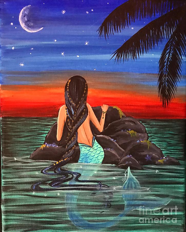 Mermaid ocean acrylic painting