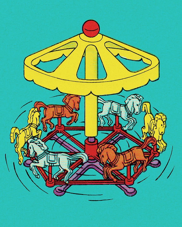 Vintage Drawing - Merry Go Round #1 by CSA Images