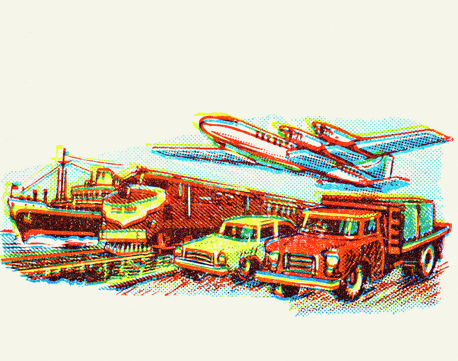 Transportation Drawing - Methods of Transportation #1 by CSA Images