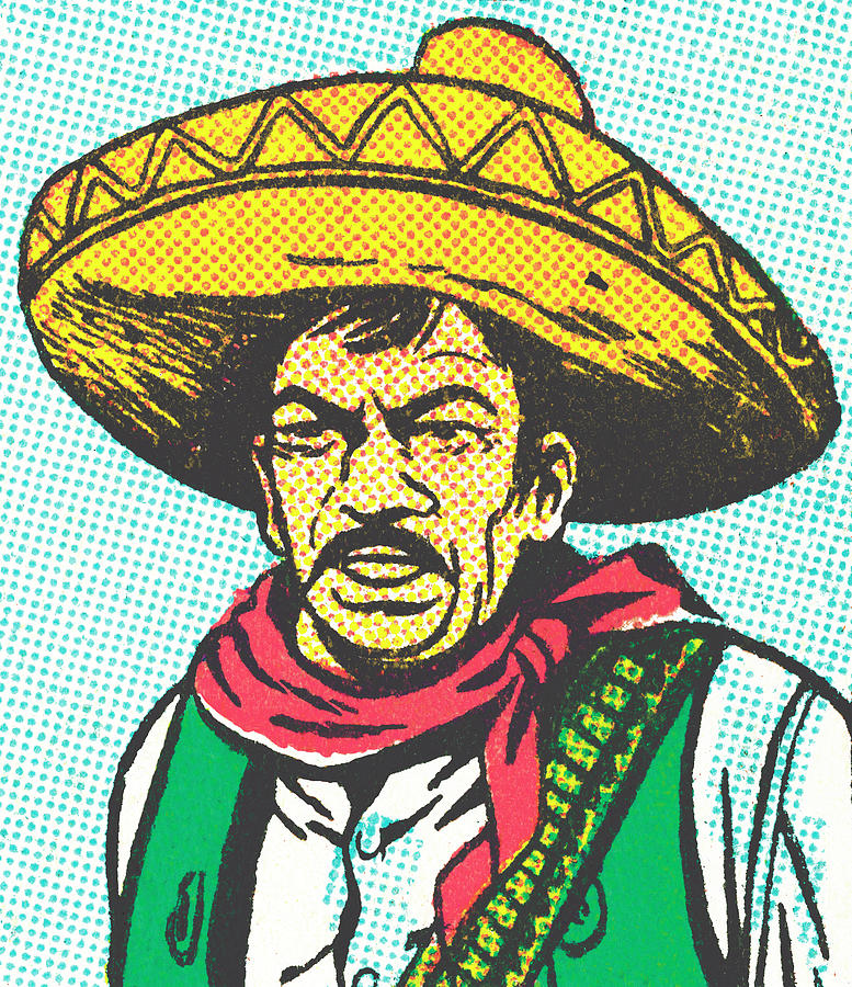 Vintage Drawing - Mexican #1 by CSA Images