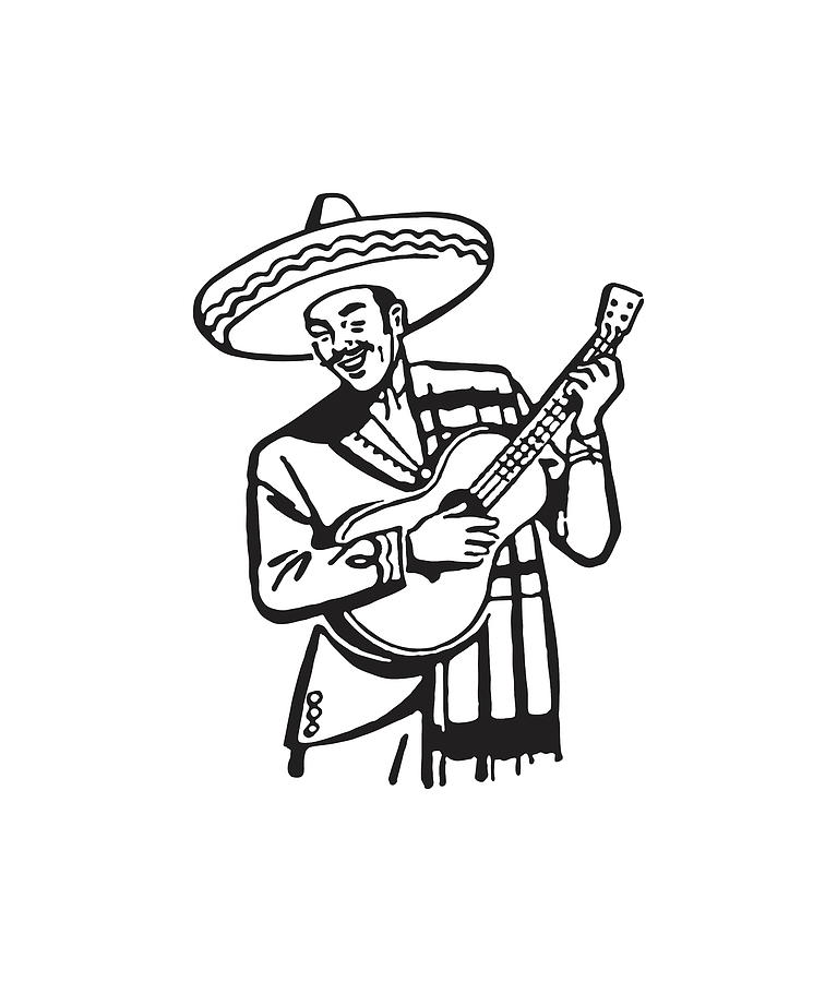 Mexican Guitarist Drawing by CSA Images - Fine Art America