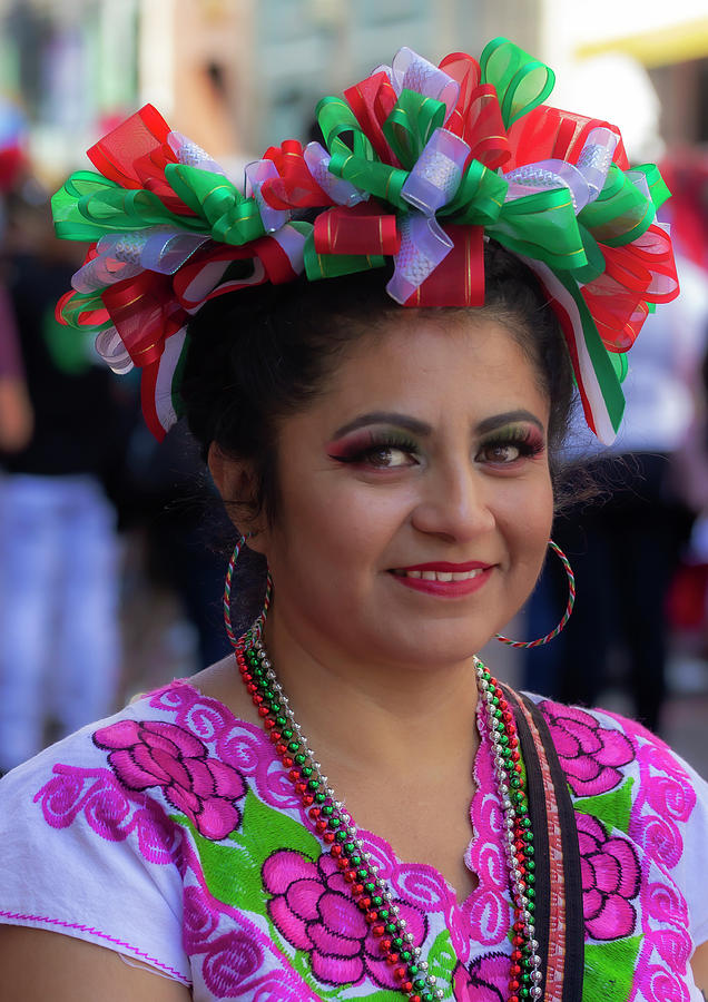 Mexico Day Parade NYC 9_15_19 Female Dancer #1 Photograph by Robert Ullmann