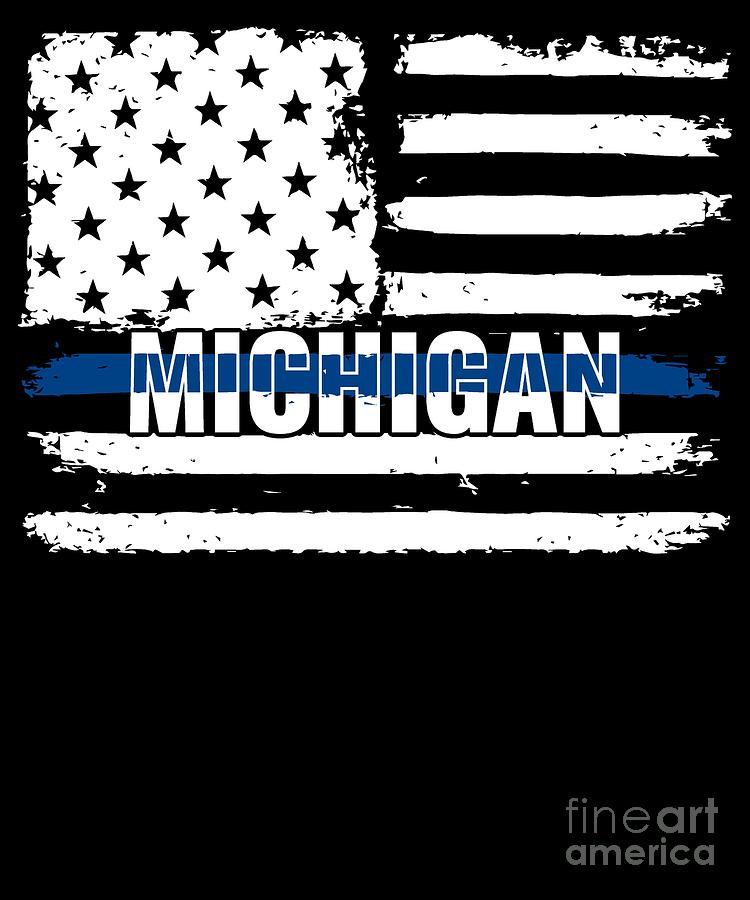 MI Michigan State Police Gift for Policeman Cop or State Trooper Thin Blue Line #2 Digital Art by Martin Hicks