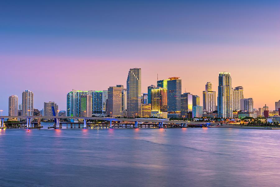 Miami Photograph - Miami, Florida, Usa Skyline On Bisayne #1 by Sean Pavone