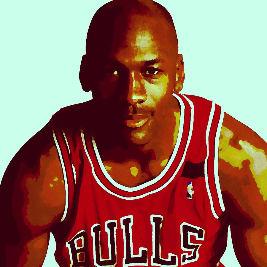 Michael Jordan MJ Basket Chicago Bulls 23 NBA Portrait Painting Dipinto  Cadre Malerei Marco Women's T-Shirt
