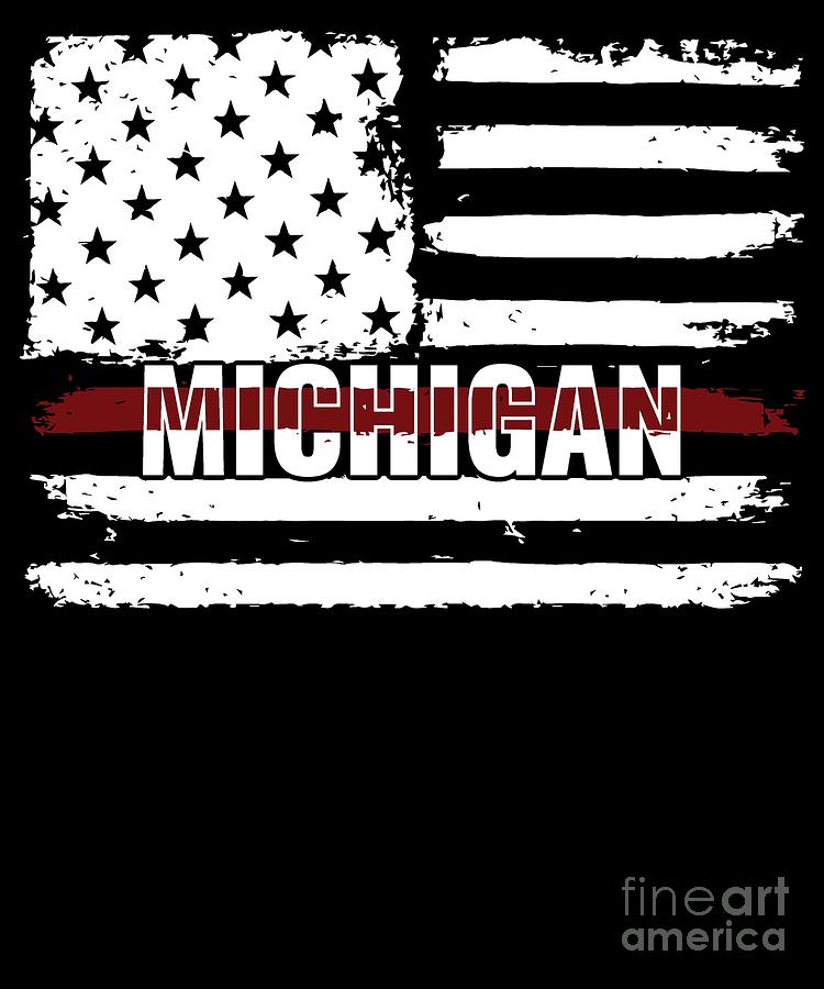 Michigan Firefighter Gift for Texas Firemen and Firefighters Thin Red Line #2 Digital Art by Martin Hicks