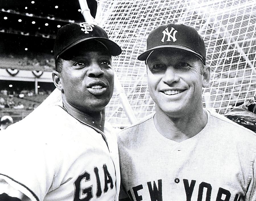 Baseball Photograph - Mickey Mantle With Willie Mays Vintage Baseball #1 by Photo File