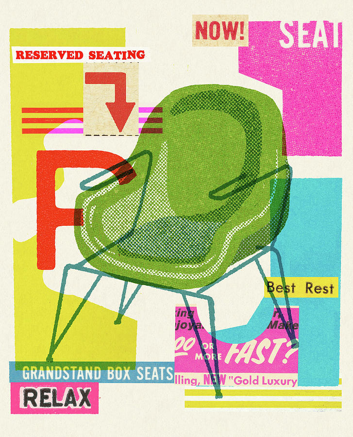 Vintage Drawing - Mid Century Modern Armchair Collage #1 by CSA Images
