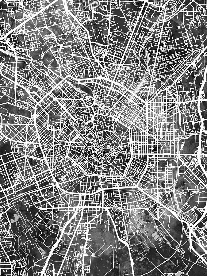 Milan Italy City Map #1 Digital Art by Michael Tompsett