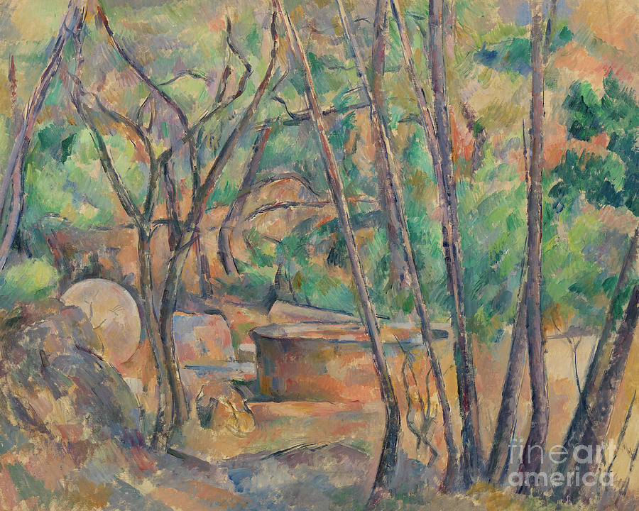 Paul Cezanne Painting - Millstone and Cistern Under Trees by Paul Cezanne