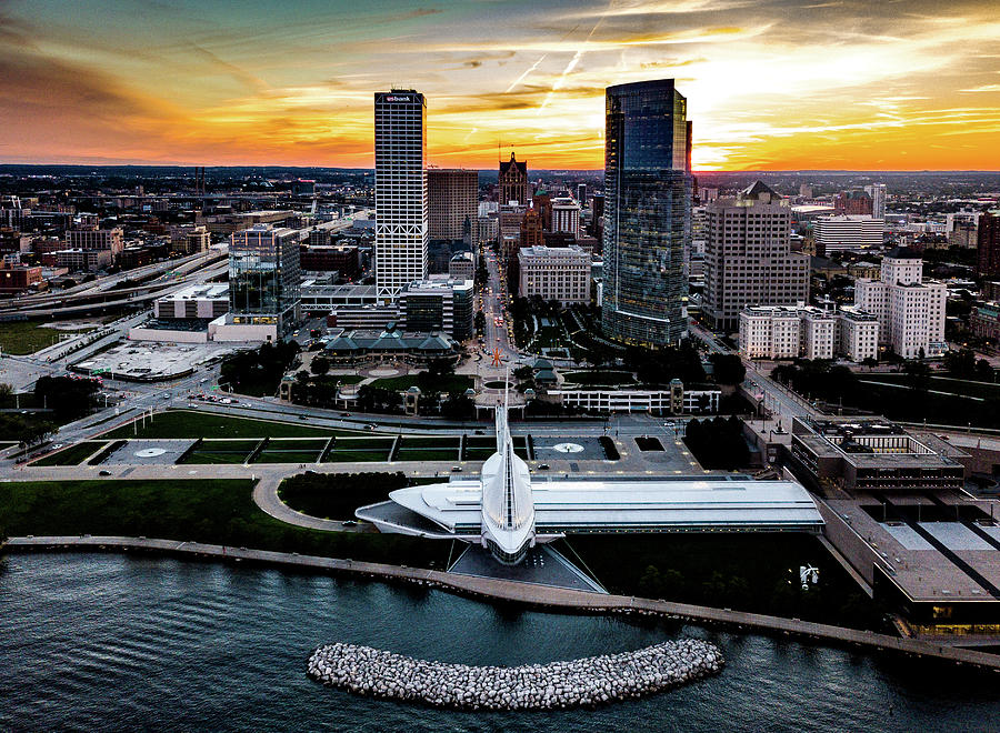 Architecture Photograph - Milwaukee Sunset #3 by Randy Scherkenbach
