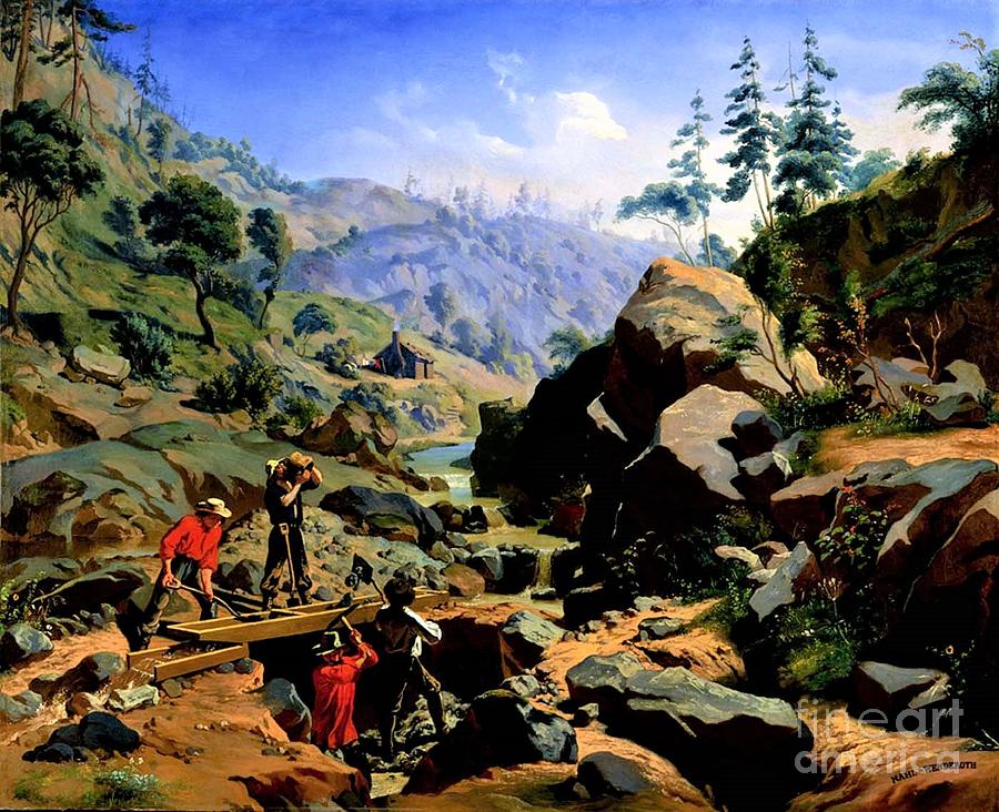 Miners in the Sierras #1 Painting by Thea Recuerdo