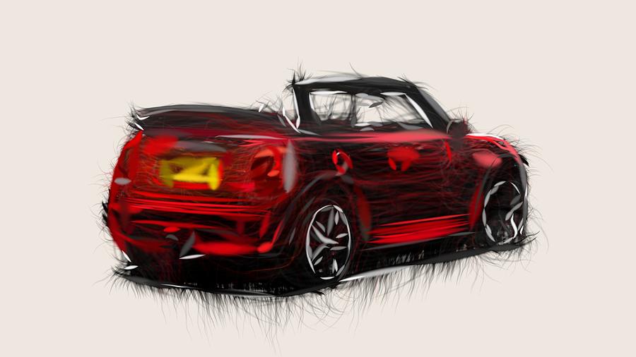 Mini Cabrio Draw #2 Digital Art by CarsToon Concept