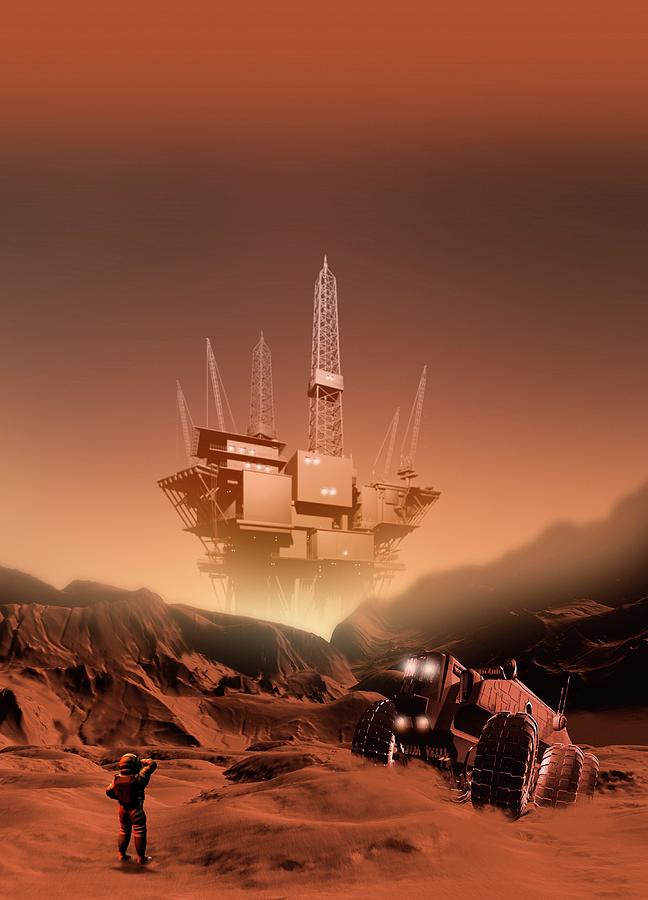 Mining On Mars, Artwork Digital Art by Victor Habbick Visions