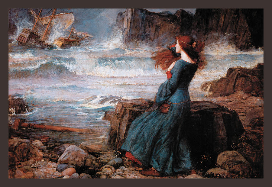 Miranda and the Tempest #1 Painting by John William Waterhouse