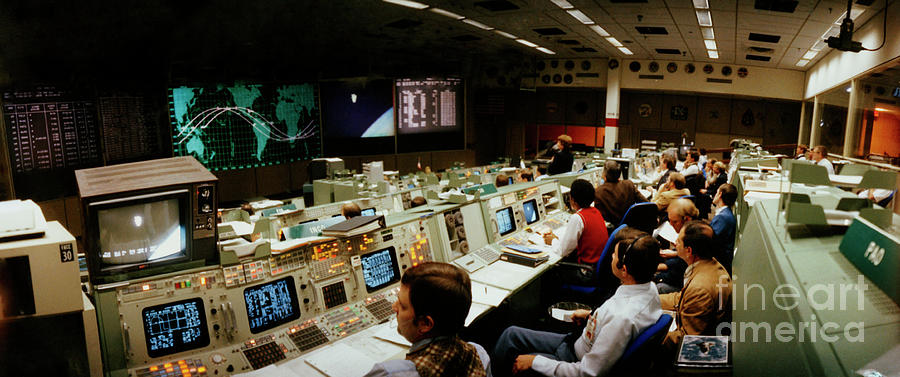 Mission Control At Johnson Space Centre #1 Photograph by Nasa/science Photo Library