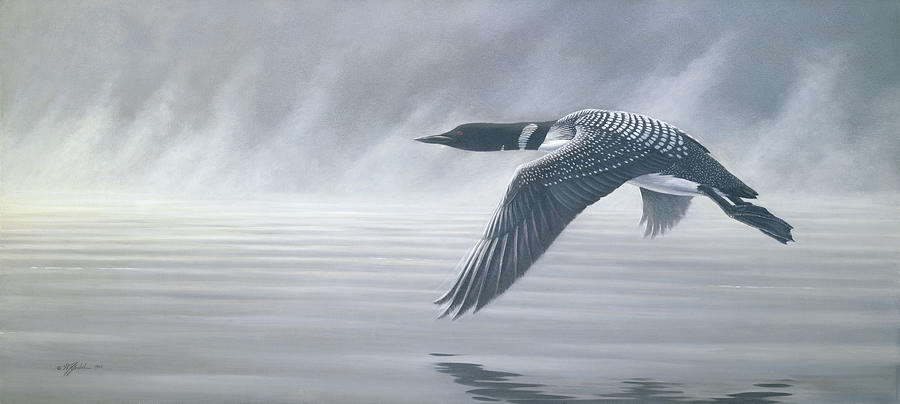 Bird Painting - Misty Flight #1 by Wilhelm Goebel