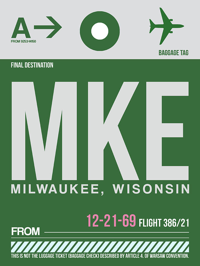 Milwaukee Digital Art - MKE Milwaukee Luggage  #1 by Naxart Studio