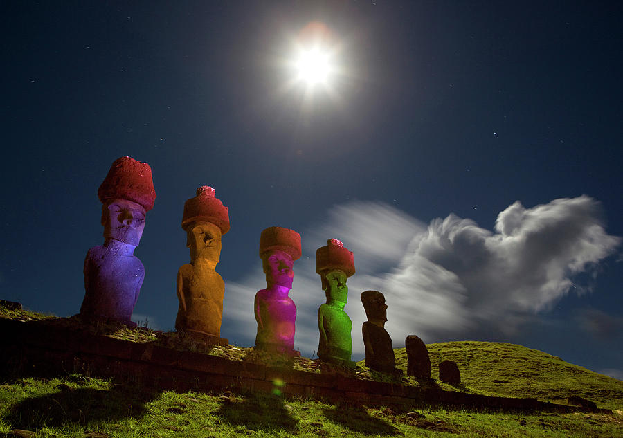 Moai Statues In Easter Island #1 Digital Art by Ivano Fusetti