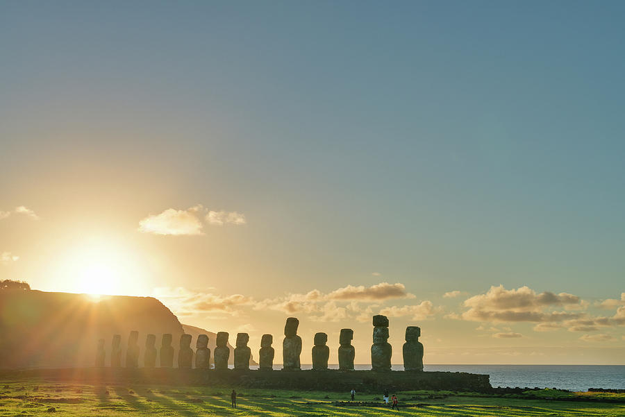 Moai Statues In Easter Island #1 Digital Art by Sean Caffrey