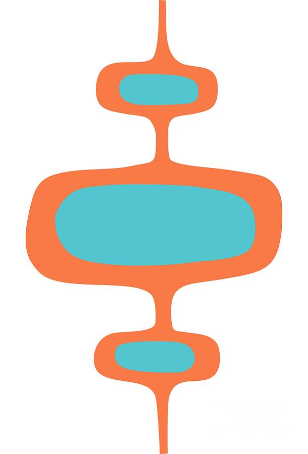 Mod Pod One in Turquoise and Orange Digital Art by Donna Mibus