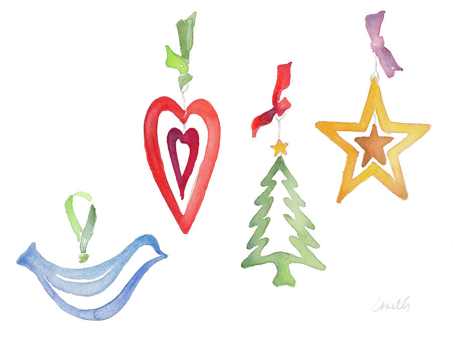 Christmas Painting - Modern Christmas Ornaments by Lanie Loreth