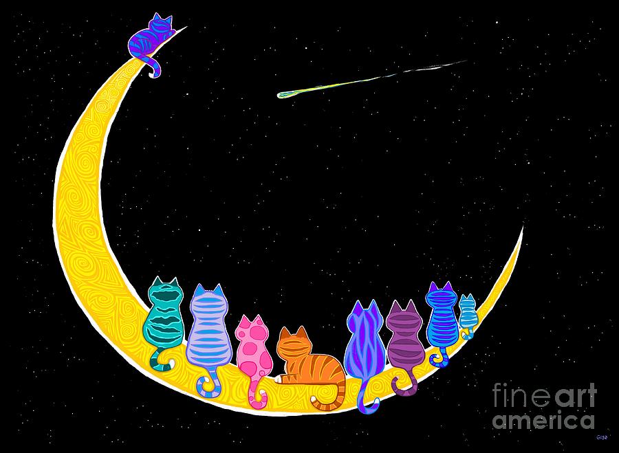 Moon Cats #1 Digital Art by Nick Gustafson