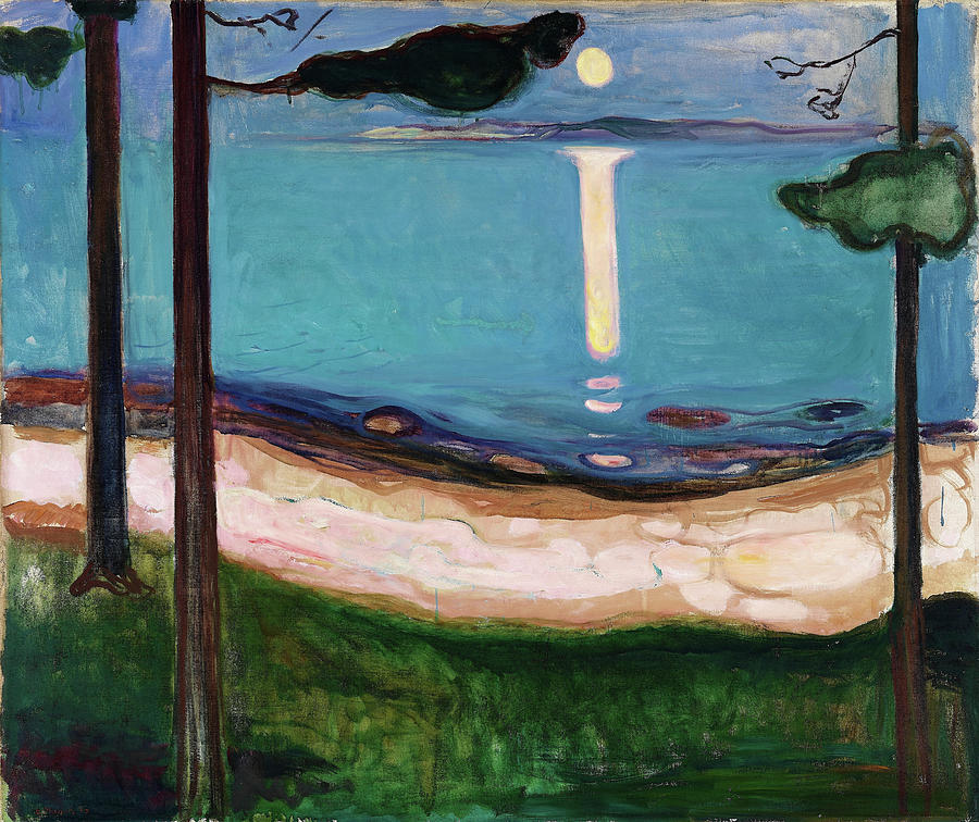 Moonlight Painting - Moonlight - Digital Remastered Edition by Edvard Munch Moonlight Painting - Moonlight - Digital Remastered Edition by Edvard Munch