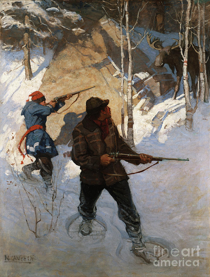 Moose Hunting Painting by Newell Convers Wyeth