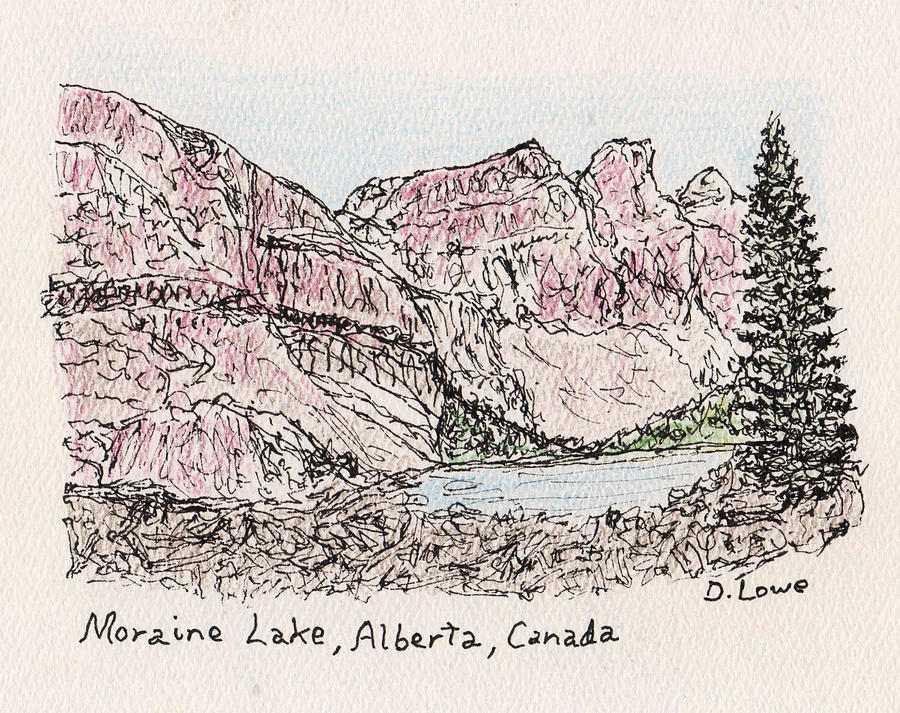 Moraine Lake, Alberta #2 Drawing by Danny Lowe