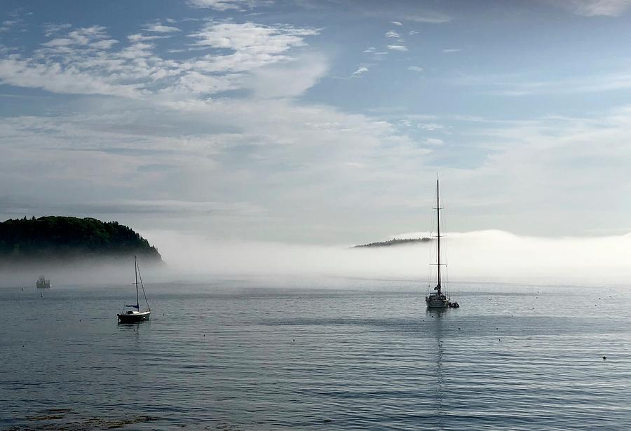 Boat Photograph - Morning Mist On Frenchmans Bay by Dick Goodman Boat Photograph - Morning Mist On Frenchmans Bay by Dick Goodman