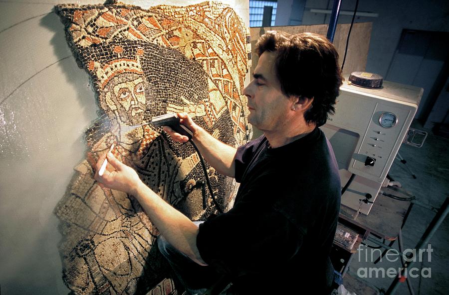 Mosaic Restoration #1 Photograph by Patrick Landmann/science Photo Library