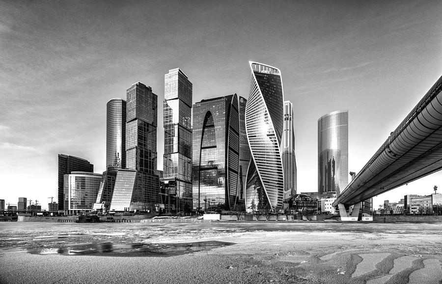 Winter Photograph - Moscow City Bw #1 by Vasil Nanev