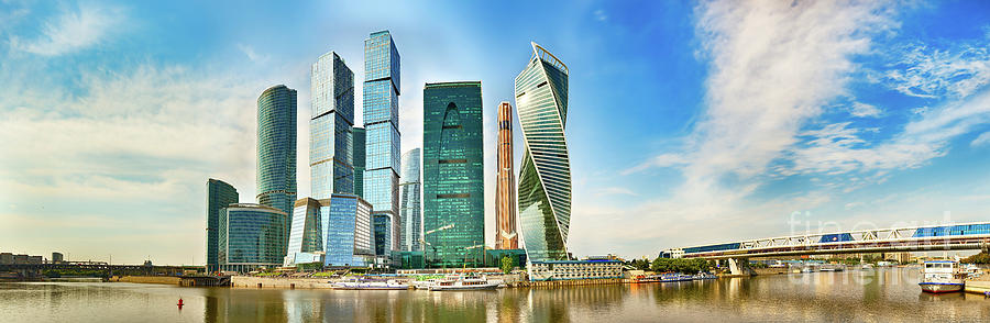 Moscow City Skyline. Panorama Photograph