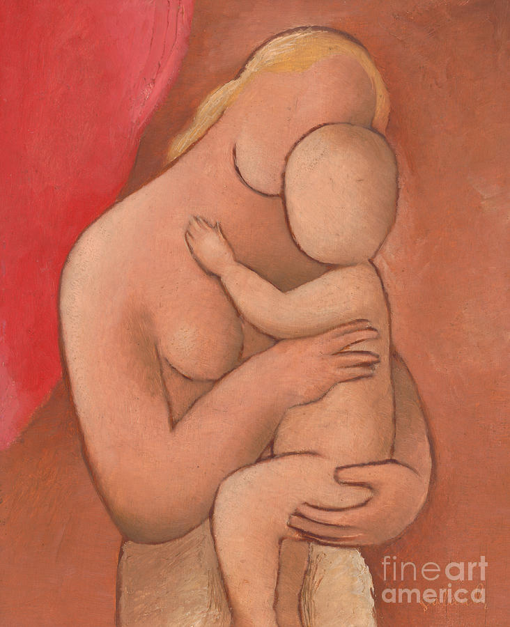 Mother and baby Painting by Mikulas Galanda