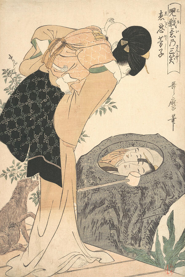Mother and Child, from circa 1800 Relief by Kitagawa Utamaro