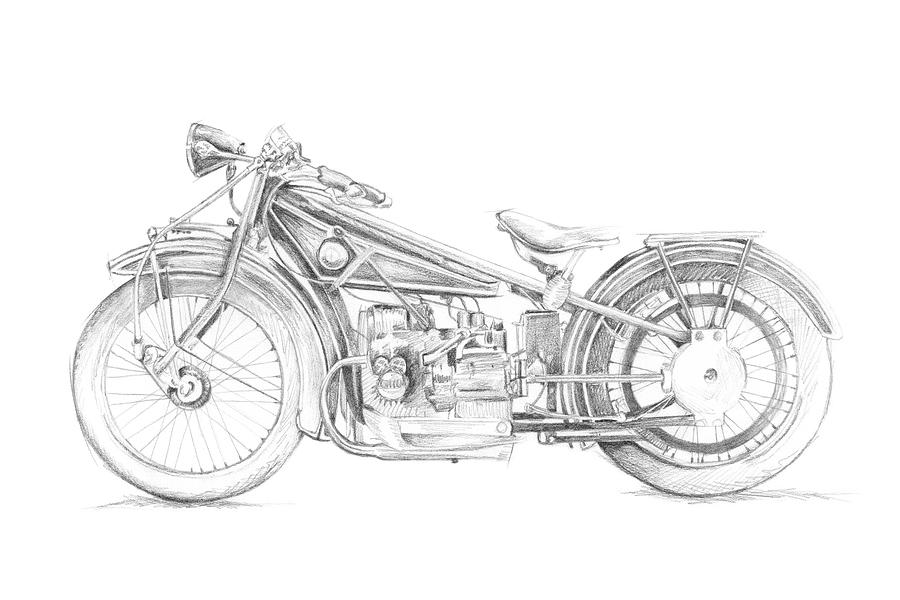 Transportation Painting - Motorcycle Sketch I #1 by Megan Meagher
