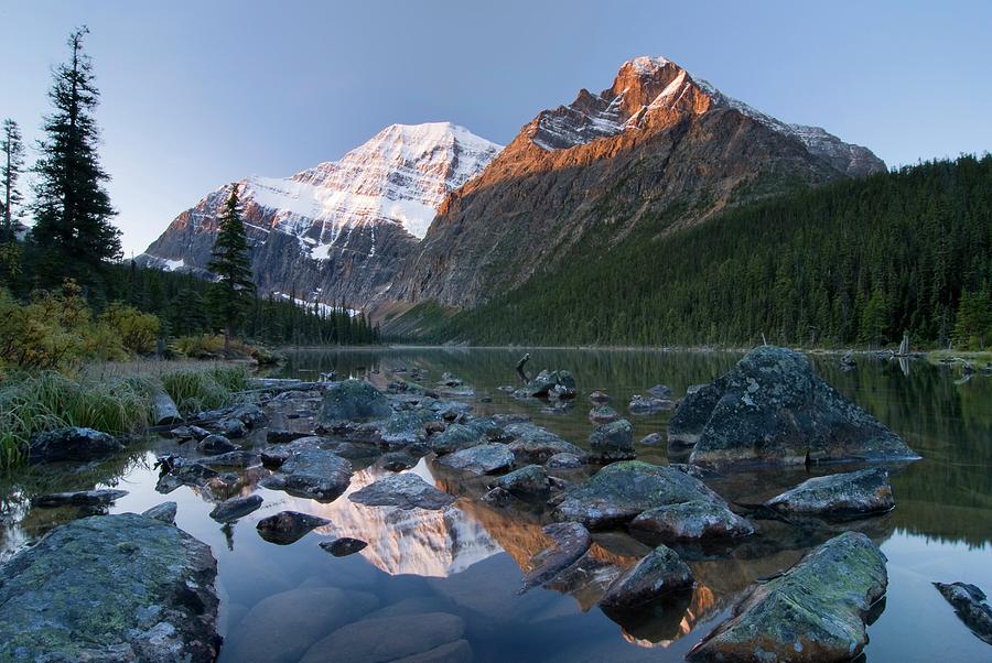 Mount Edith Cavell, Cavell Lake, Jasper Photograph by Design Pics / Philippe Widling