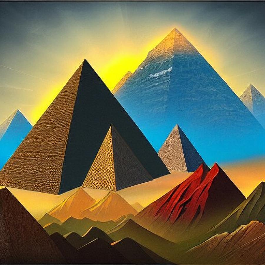 Mountains Fighting Pyramids Digital Art By Stable Diffusion - Fine Art 