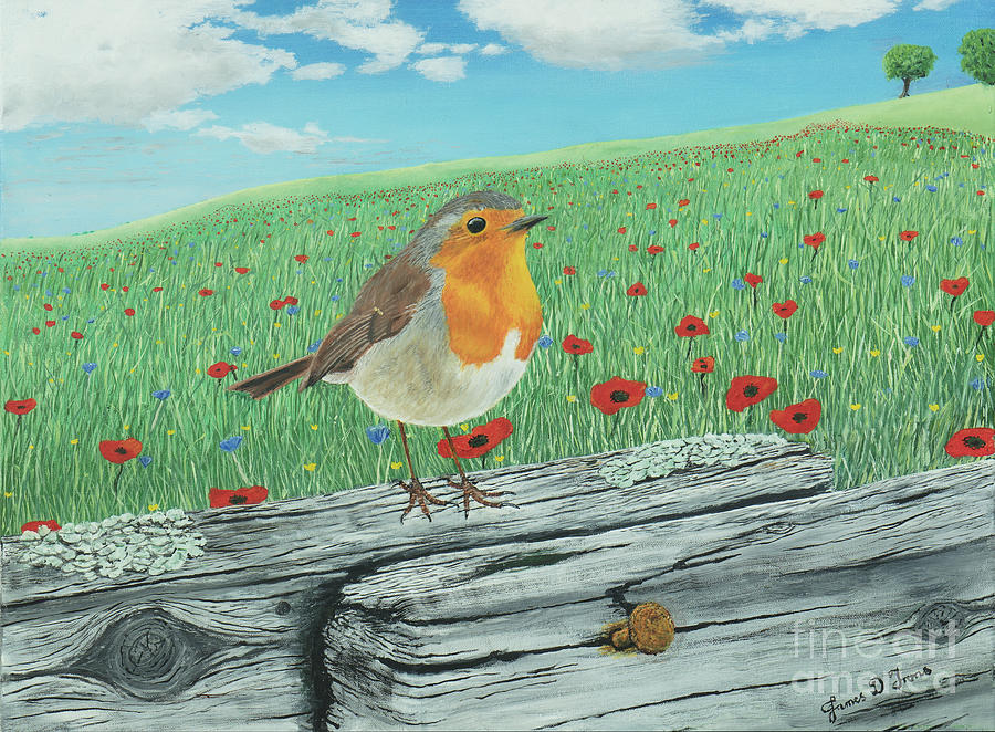 Artful  Robin Redbreast Painting by James D Irons