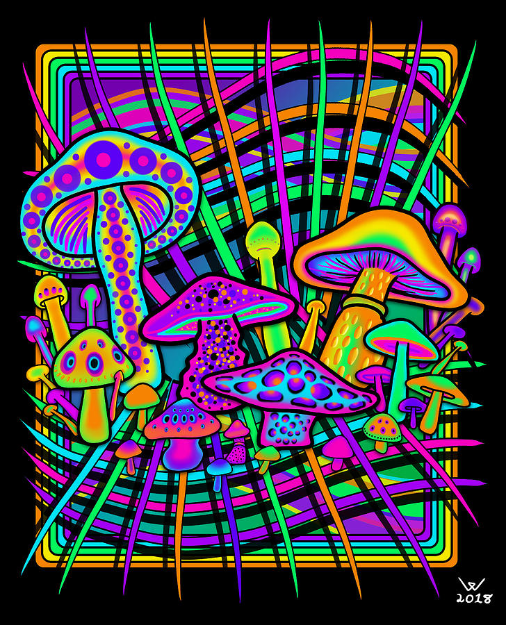 Mushrooms Digital Art - Magic Mushrooms by Zelda Welgemoed.