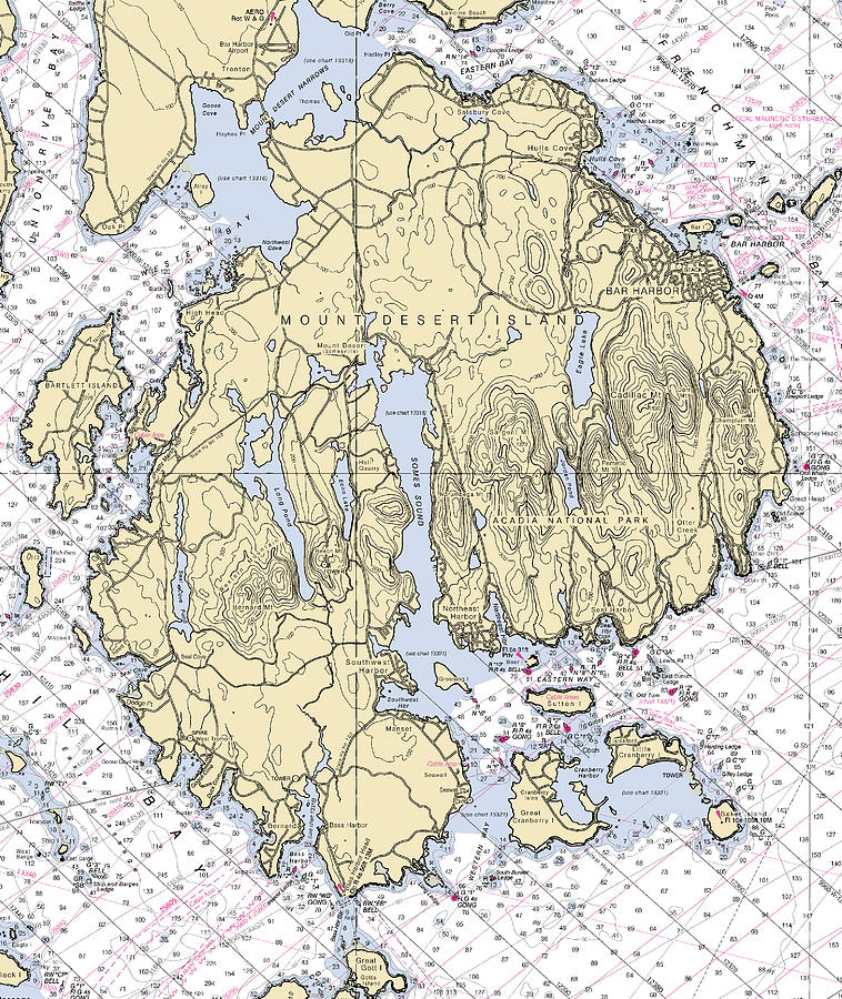 Mt Desert Islandmaine Nautical Chart Mixed Media by Sea Koast Fine