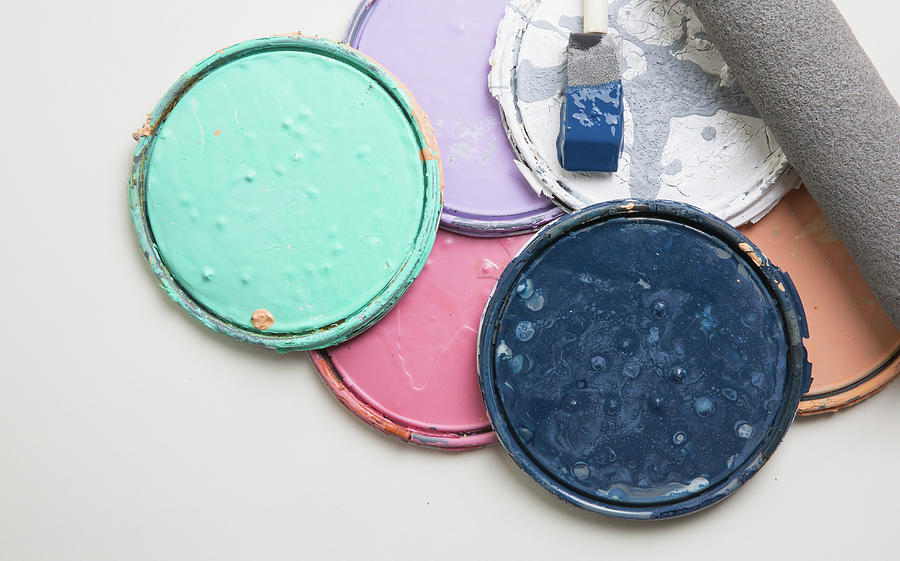 Multi Color Old Paint Can Lids #1 Photograph by Kyle Lee