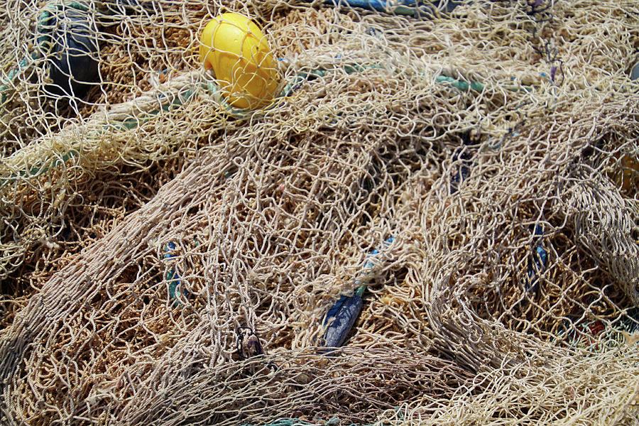 Multi-colored nylon fishing nets and floats #1 Photograph by Steve Estvanik