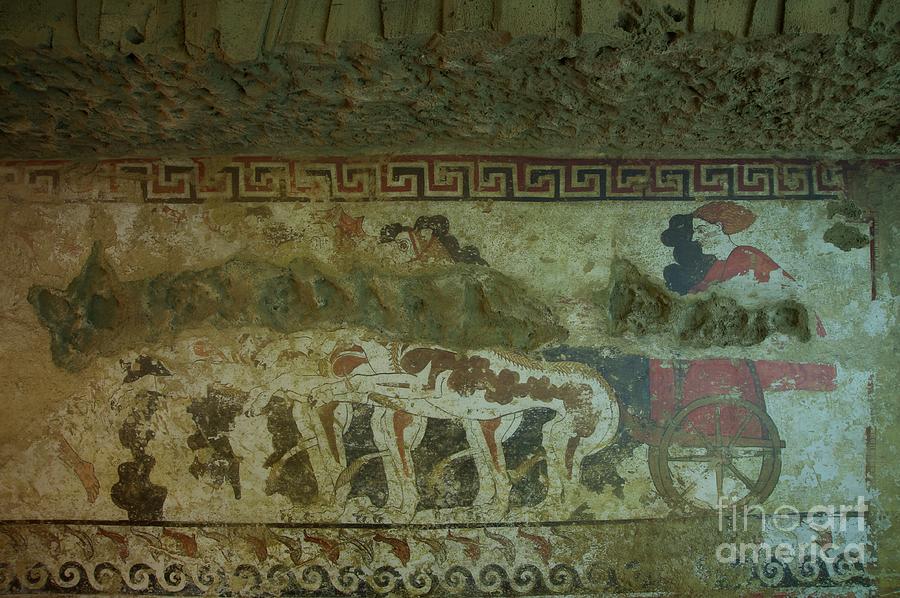 Dolphin Painting - Mural From The Tomb Of The Infernal Quadriga by Etruscan