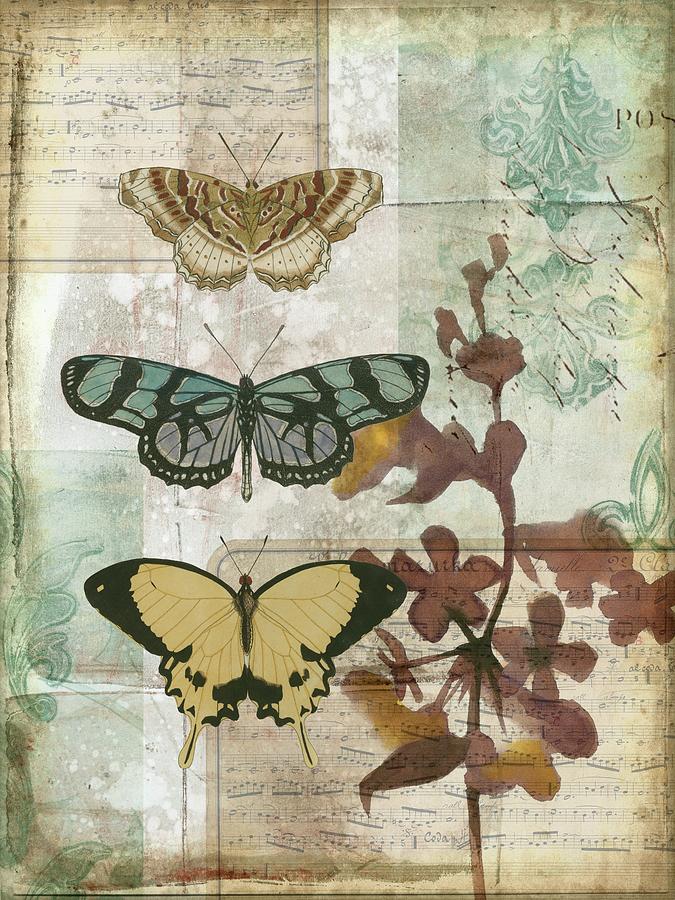 Music Painting - Music Box Butterflies I #1 by Jennifer Goldberger
