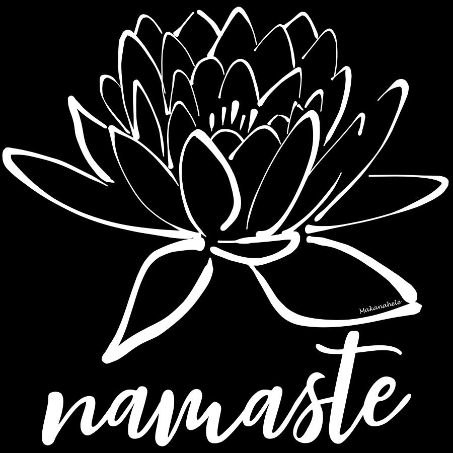 Lily Digital Art - Namaste Lotus Calligraphy #2 by Lea Hollingsworth-Ramsey