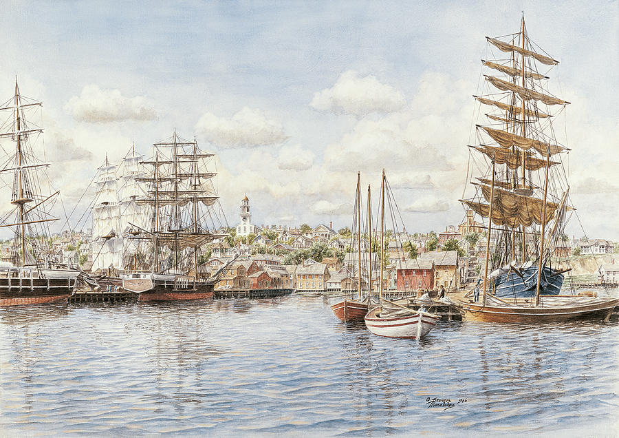 Vintage Painting - Nantucket, Ca 1865 #1 by Stanton Manolakas