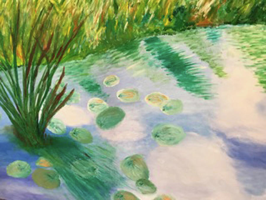 Naples Botanical Gardens Lily Pond Painting by Susan Grunin