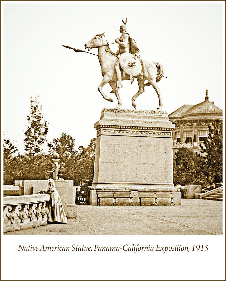 Native American Statue, Panama-California Exposition, 1915, Vint #1 Photograph by A Macarthur Gurmankin